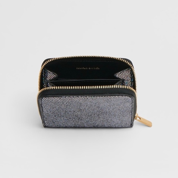 MANSUR GAVRIEL Compact Zip Case Card Wallet in Glitter Goat Suede Leather - Picture 4 of 5